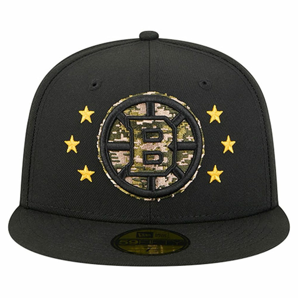NHL Boston Bruins New Era Military Appreciation Digital Camo Stars 59FIFTY Fitted Hat - Black