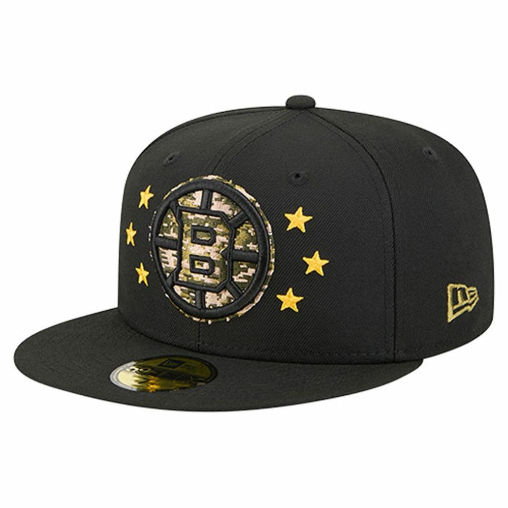 NHL Boston Bruins New Era Military Appreciation Digital Camo Stars 59FIFTY Fitted Hat - Black