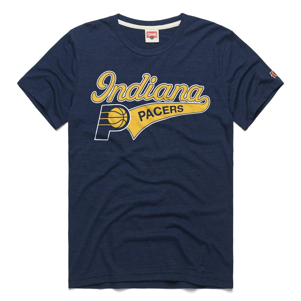 Indiana Pacers Homage Unisex Script Tri-Blend T-Shirt Navy
