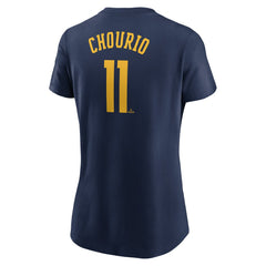 Jackson Chourio Milwaukee Brewers Nike Women's Cooperstown Collection Fuse Name & Number T-Shirt - Navy T-shirts