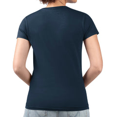 Houston Texans G-III 4Her by Carl Banks Women's Super-Slim Fit Lightweight Pinstripe Circle V-Neck T-Shirt Navy