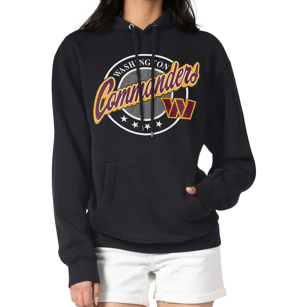 Washington Commanders G-III 4Her by Carl Banks Women's Pinstripe Circle Fleece Pullover Hoodie Black
