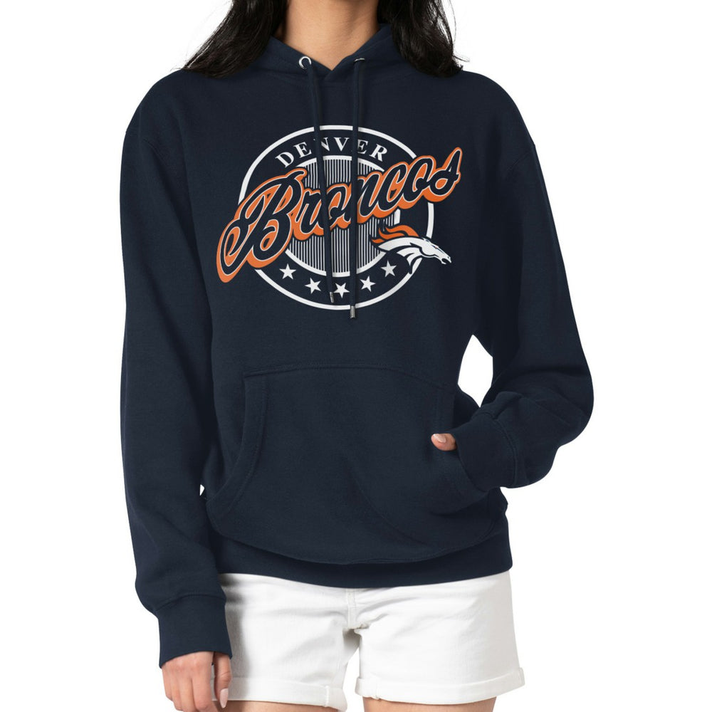 Denver Broncos G-III 4Her by Carl Banks Women's Pinstripe Circle Fleece Pullover Hoodie Navy