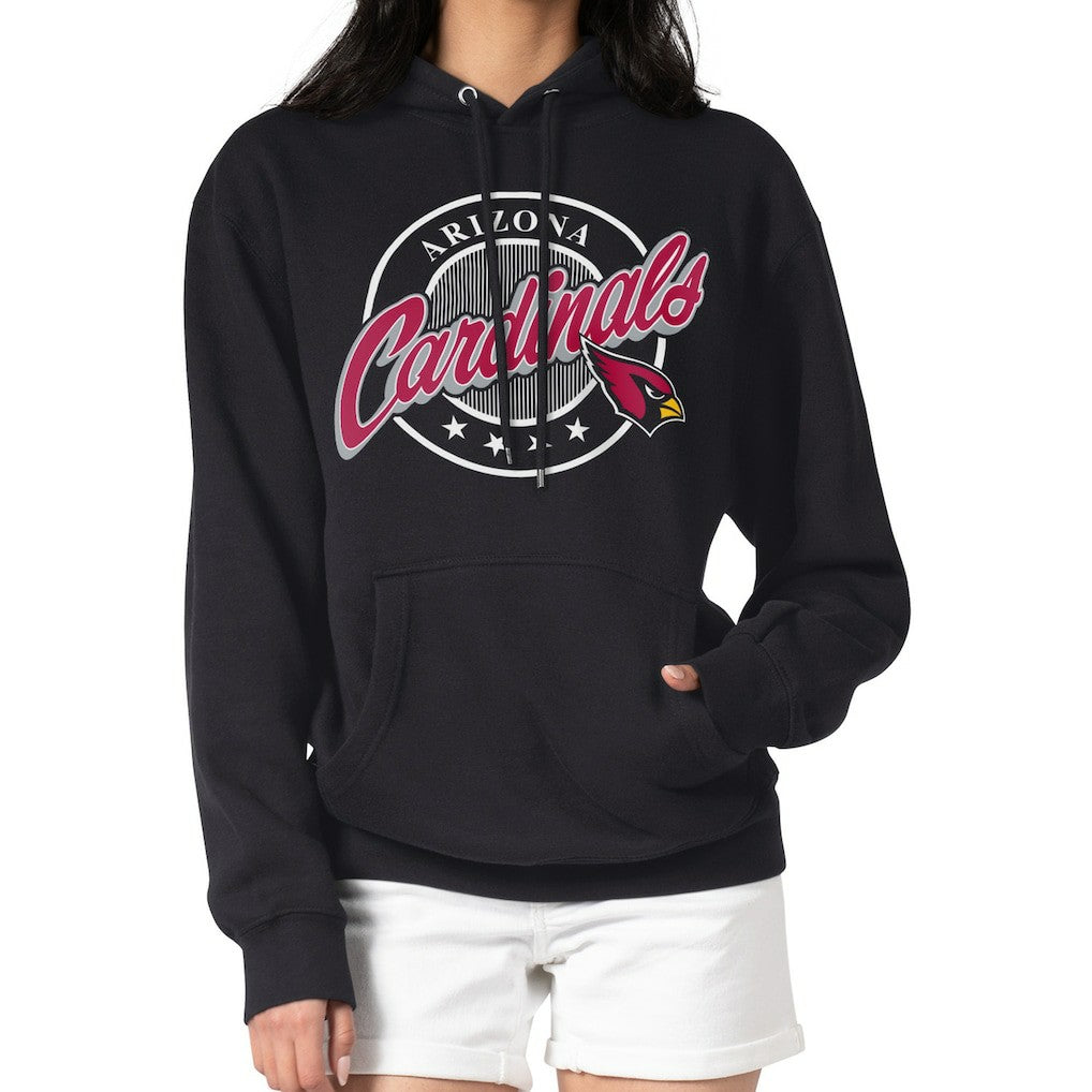 Arizona Cardinals G-III 4Her by Carl Banks Women's Pinstripe Circle Fleece Pullover Hoodie Black