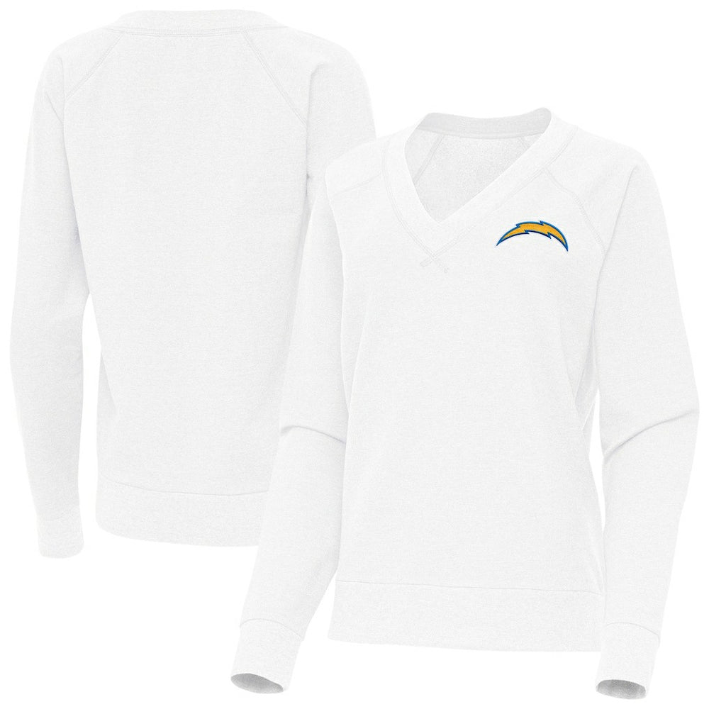 Los Angeles Chargers Antigua Women's Varsity Tri-Blend V-Neck Long Sleeve T-Shirt White