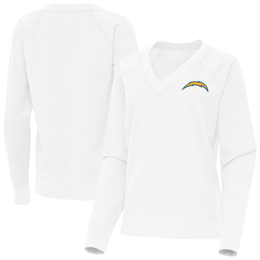 Los Angeles Chargers Antigua Women's Varsity Tri-Blend V-Neck Long Sleeve T-Shirt White