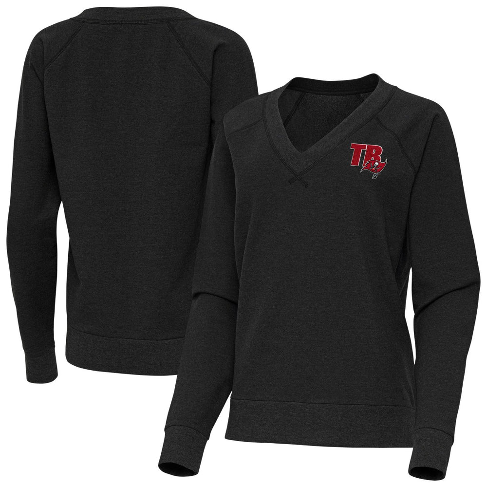Tampa Bay Buccaneers Antigua Women's Varsity Tri-Blend V-Neck Long Sleeve T-Shirt Heather Black