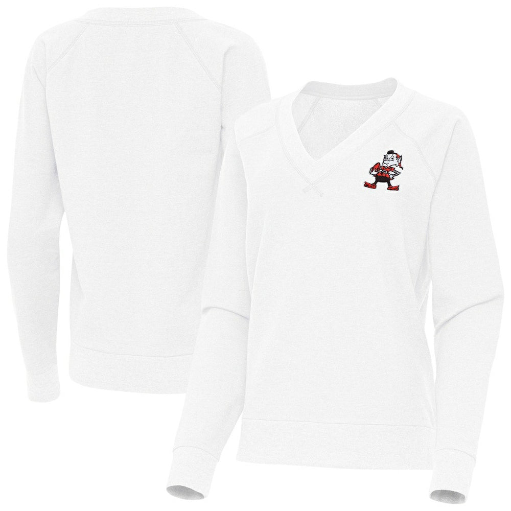 Cleveland Browns Antigua Women's Varsity Tri-Blend V-Neck Long Sleeve T-Shirt White