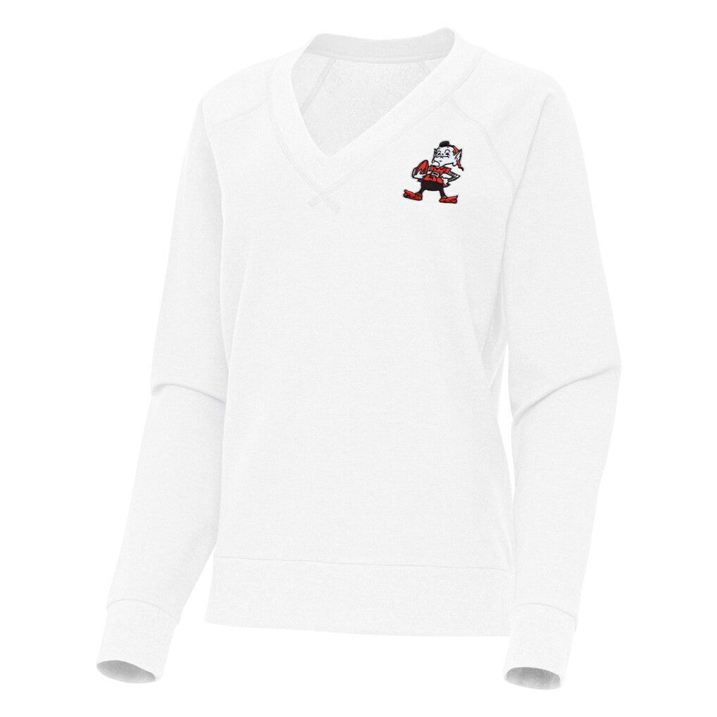 Cleveland Browns Antigua Women's Varsity Tri-Blend V-Neck Long Sleeve T-Shirt White