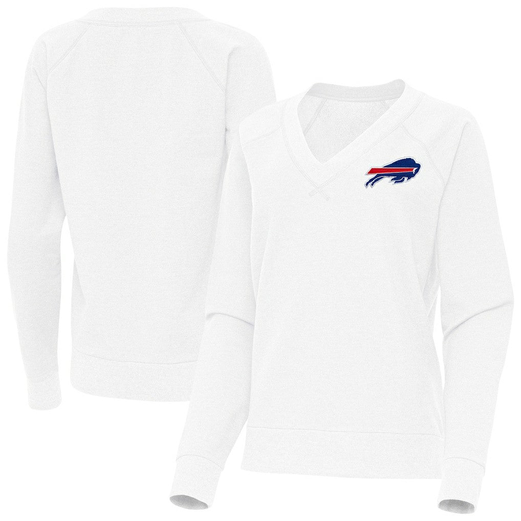 Buffalo Bills Antigua Women's Varsity Tri-Blend V-Neck Long Sleeve T-Shirt White