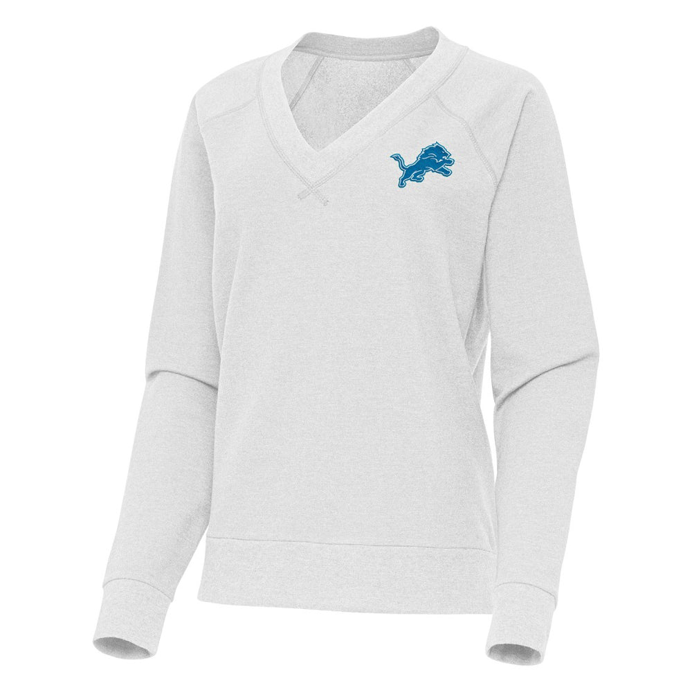 Detroit Lions Antigua Women's Varsity Tri-Blend V-Neck Long Sleeve T-Shirt Heather Gray