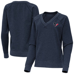 Houston Texans Antigua Women's Varsity Tri-Blend V-Neck Long Sleeve T-Shirt Heather Navy