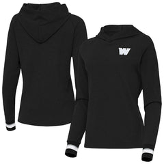 Washington Commanders Antigua Women's Trek Raglan Pullover Hoodie Black