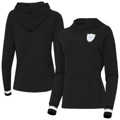 Las Vegas Raiders Antigua Women's Trek Raglan Pullover Hoodie Black