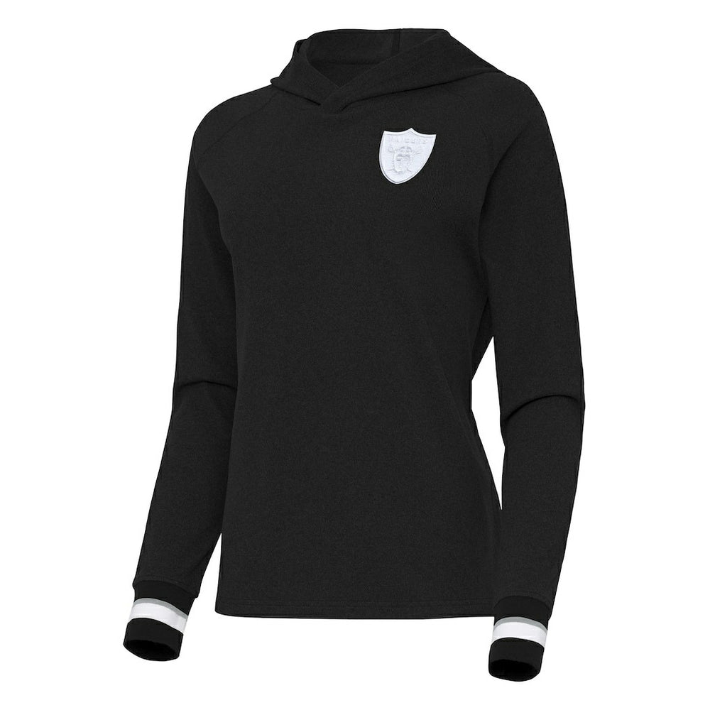Las Vegas Raiders Antigua Women's Trek Raglan Pullover Hoodie Black