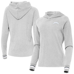 Los Angeles Chargers Antigua Women's Trek Raglan Pullover Hoodie Heather Gray
