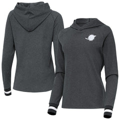 Miami Dolphins Antigua Women's Trek Raglan Pullover Hoodie Heather Charcoal