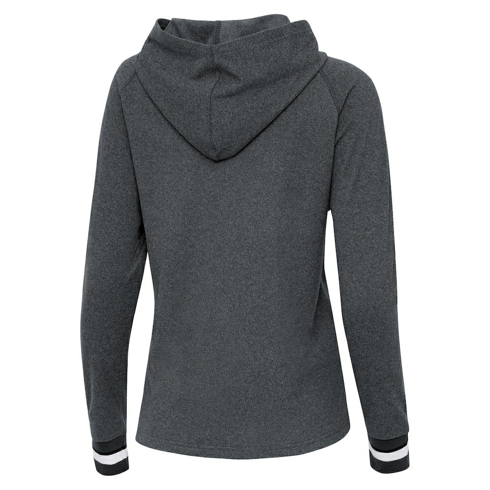 Miami Dolphins Antigua Women's Trek Raglan Pullover Hoodie Heather Charcoal