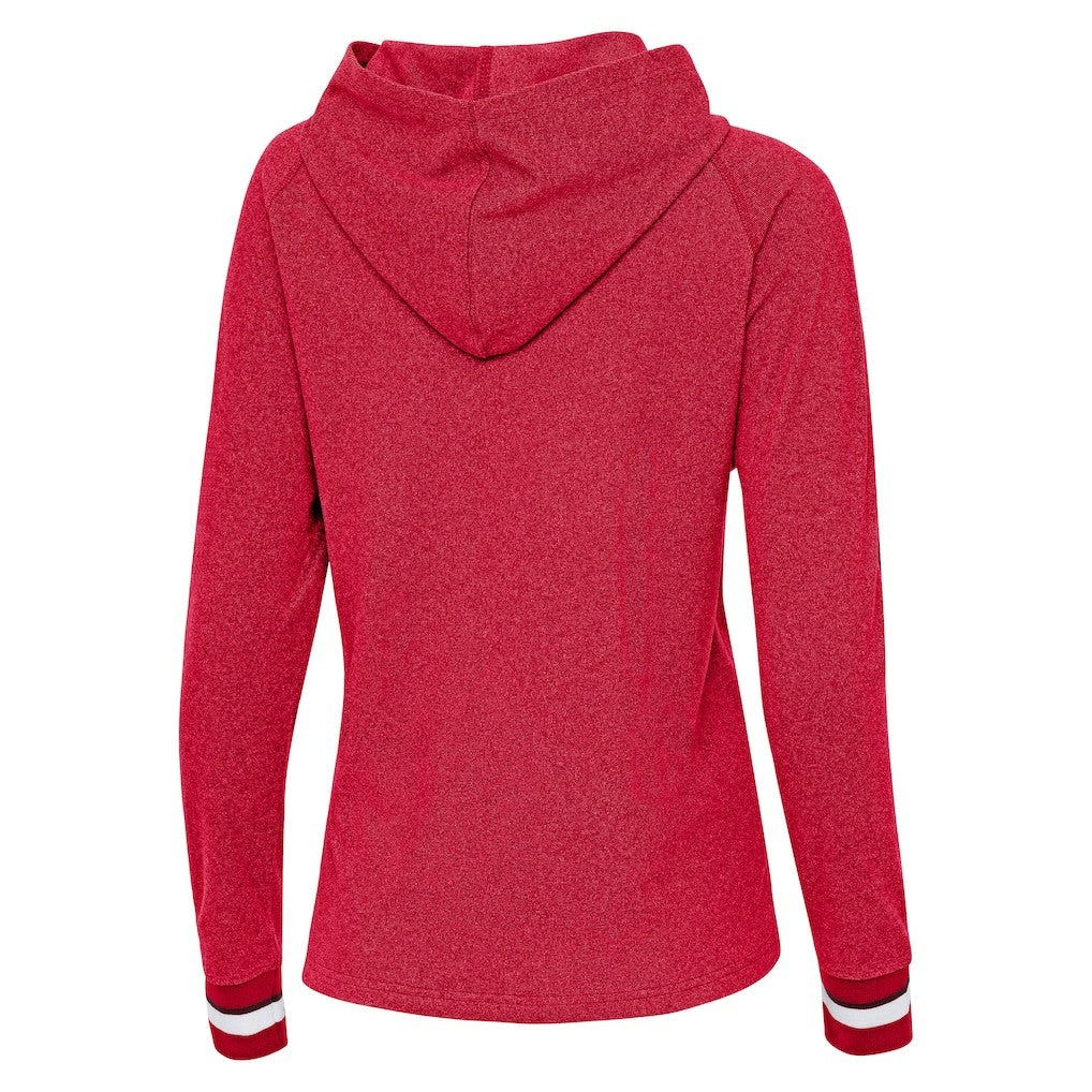 San Francisco 49ers Antigua Women's Trek Raglan Pullover Hoodie Scarlet