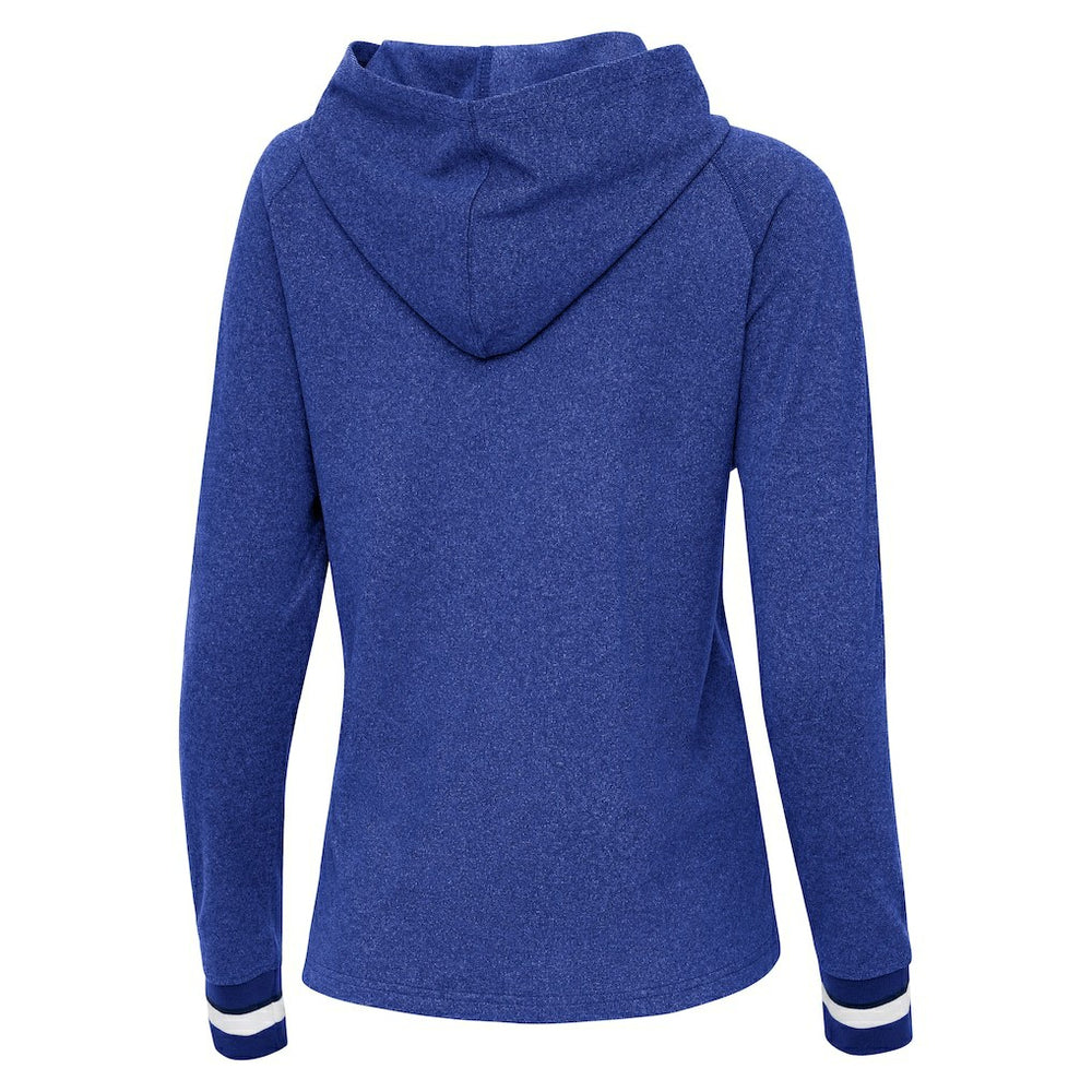 Buffalo Bills Antigua Women's Trek Raglan Pullover Hoodie Heather Royal
