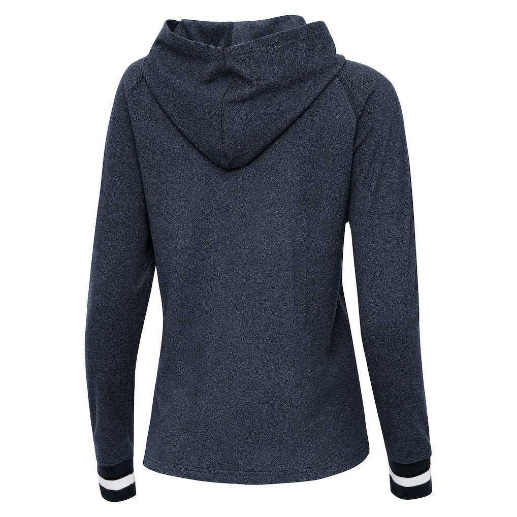 Dallas Cowboys Antigua Women's Trek Raglan Pullover Hoodie Heather Navy