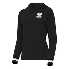 Green Bay Packers Antigua Women's Trek Raglan Pullover Hoodie Black