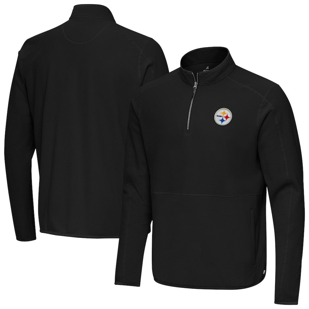 Pittsburgh Steelers Antigua Step Up Quarter-Zip Pullover Black