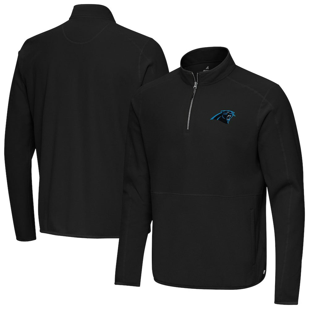 Carolina Panthers Antigua Step Up Quarter-Zip Pullover Black