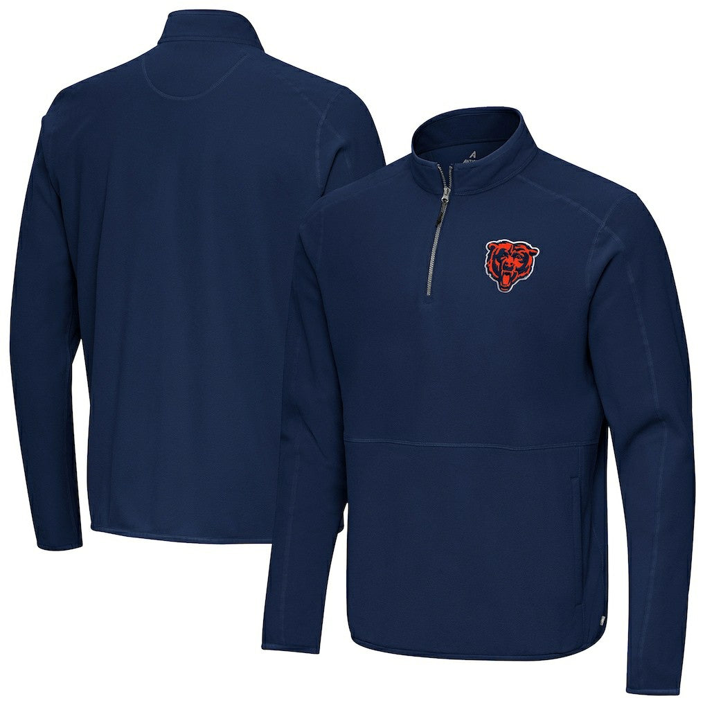 Chicago Bears Antigua Step Up Quarter-Zip Pullover Navy