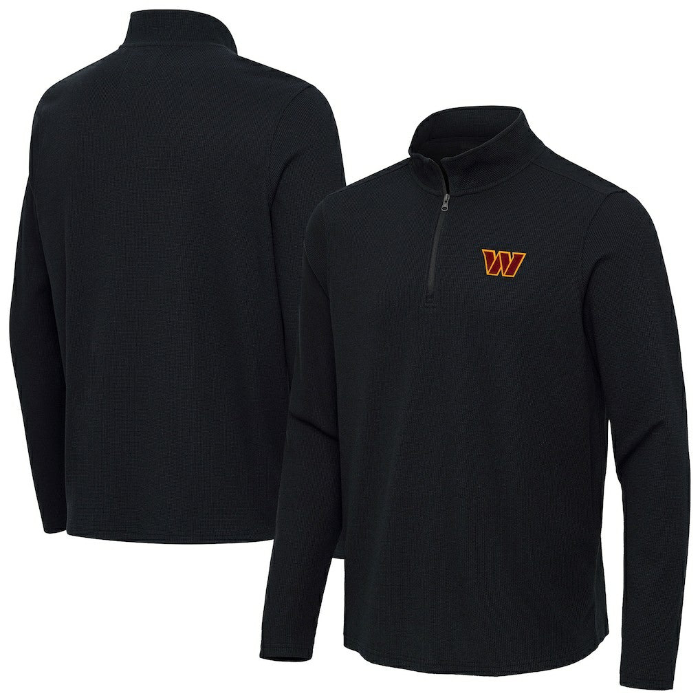 Washington Commanders Antigua Sync Tri-Blend Quarter-Zip Pullover Heather Black