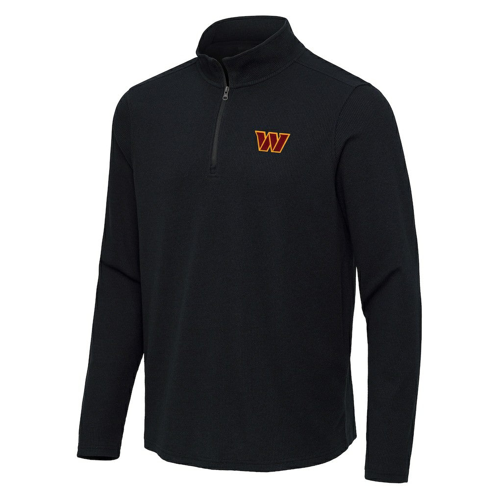 Washington Commanders Antigua Sync Tri-Blend Quarter-Zip Pullover Heather Black
