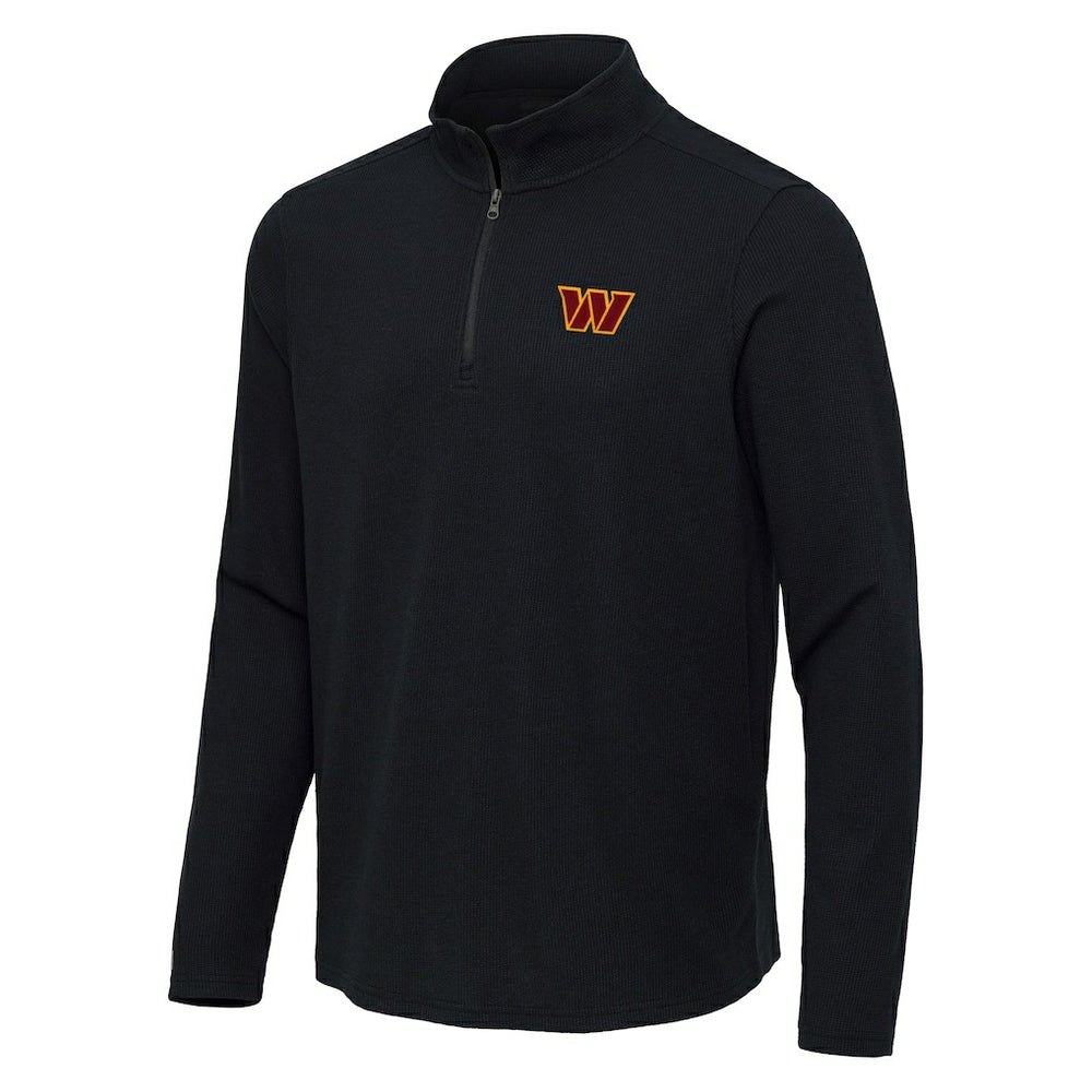 Washington Commanders Antigua Sync Tri-Blend Quarter-Zip Pullover Heather Black