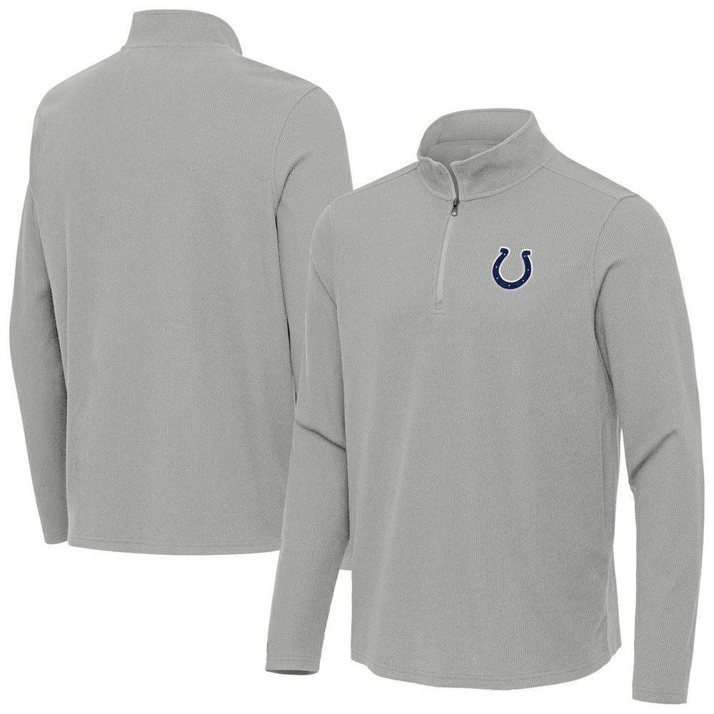 Indianapolis Colts Antigua Sync Tri-Blend Quarter-Zip Pullover Heather Gray