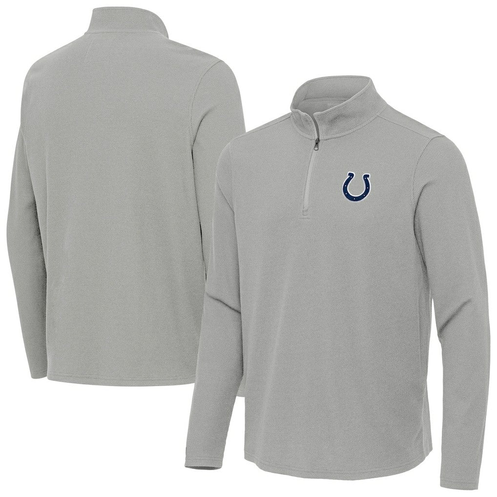 Indianapolis Colts Antigua Sync Tri-Blend Quarter-Zip Pullover Heather Gray