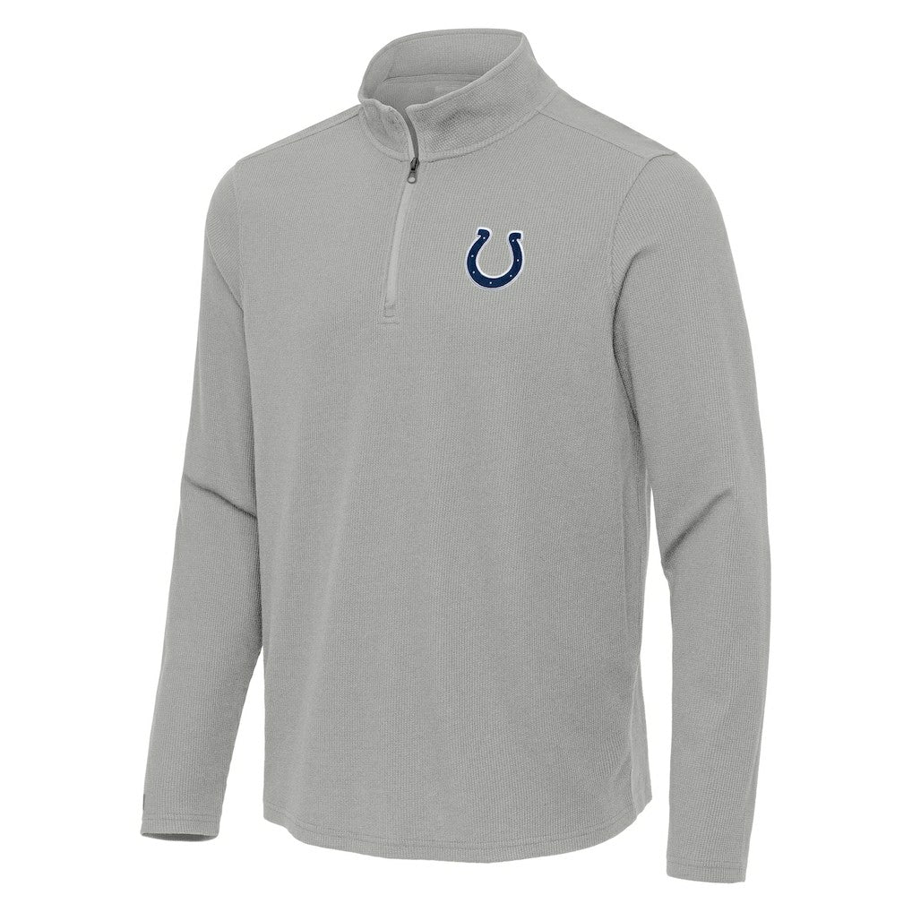 Indianapolis Colts Antigua Sync Tri-Blend Quarter-Zip Pullover Heather Gray