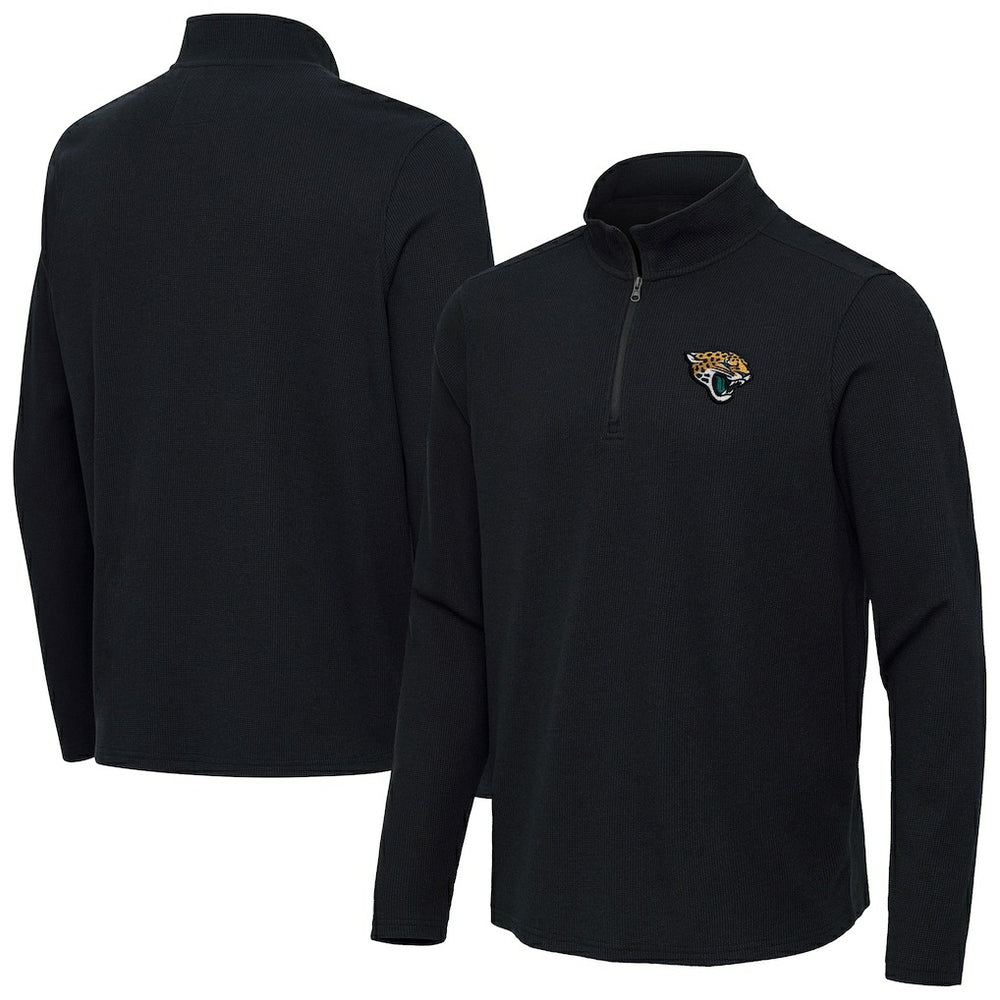 Jacksonville Jaguars Antigua Sync Tri-Blend Quarter-Zip Pullover Heather Black