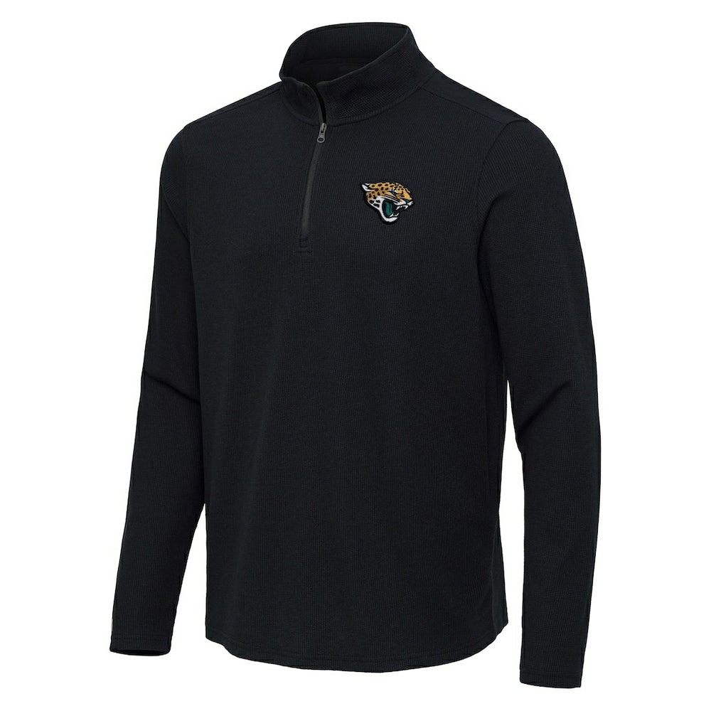 Jacksonville Jaguars Antigua Sync Tri-Blend Quarter-Zip Pullover Heather Black