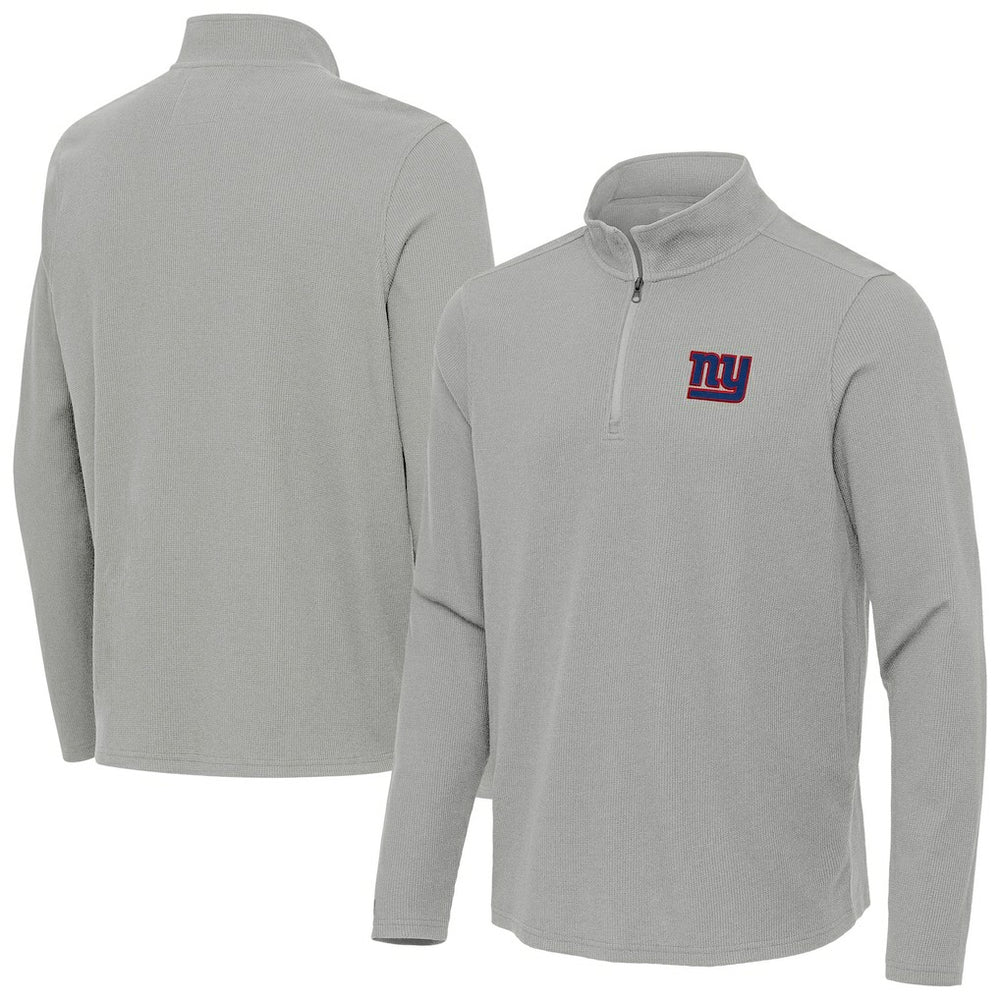 New York Giants Antigua Sync Tri-Blend Quarter-Zip Pullover Heather Gray