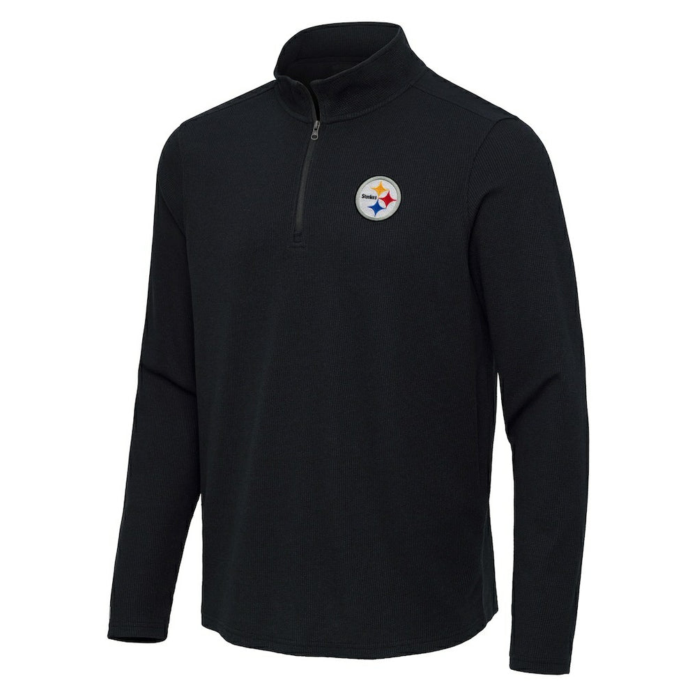 Pittsburgh Steelers Antigua Sync Tri-Blend Quarter-Zip Pullover Heather Black