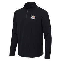Pittsburgh Steelers Antigua Sync Tri-Blend Quarter-Zip Pullover Heather Black