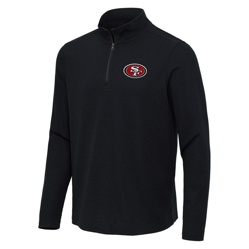San Francisco 49ers Antigua Sync Tri-Blend Quarter-Zip Pullover Heather Black