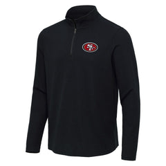 San Francisco 49ers Antigua Sync Tri-Blend Quarter-Zip Pullover Heather Black