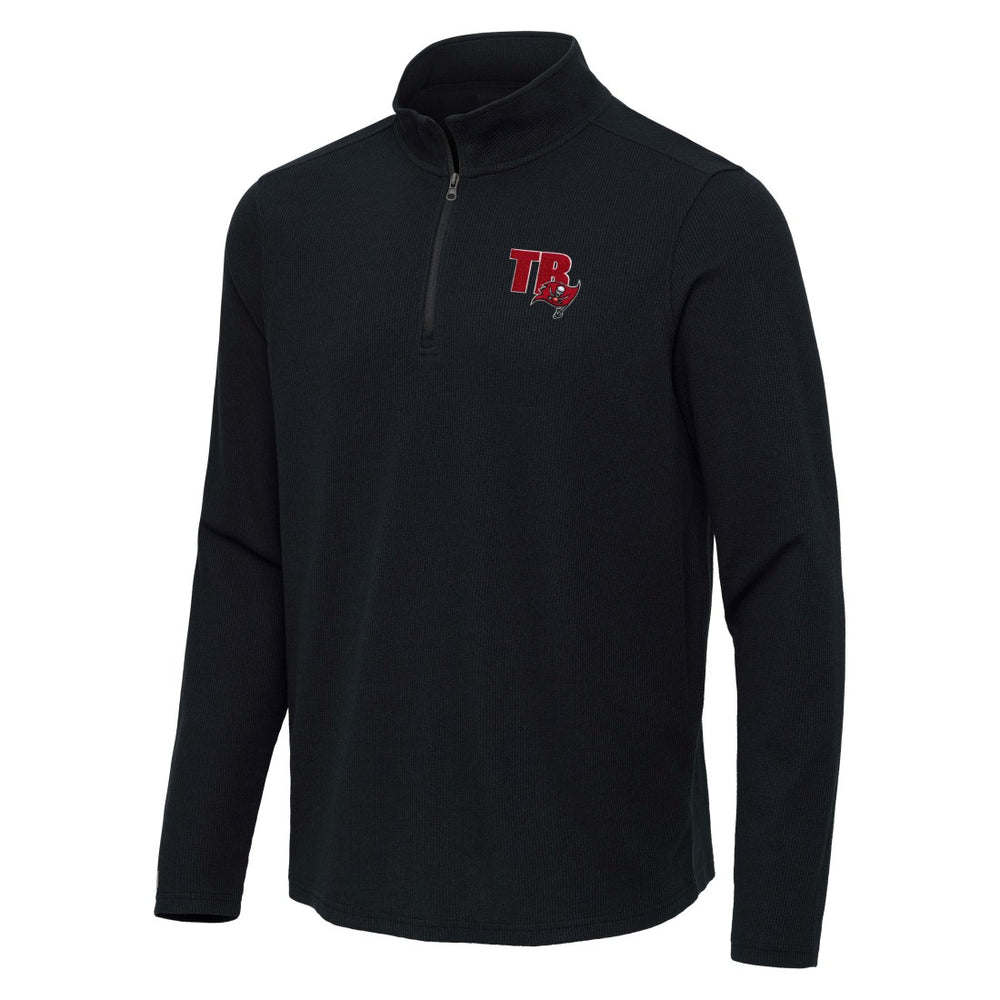 Tampa Bay Buccaneers Antigua Sync Tri-Blend Quarter-Zip Pullover Heather Black