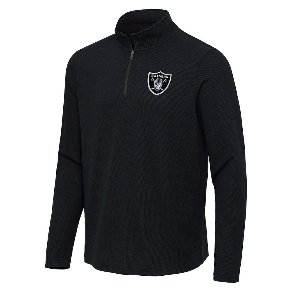 Las Vegas Raiders Antigua Sync Tri-Blend Quarter-Zip Pullover Heather Black