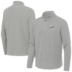 Miami Dolphins Antigua Sync Tri-Blend Quarter-Zip Pullover Heather Gray