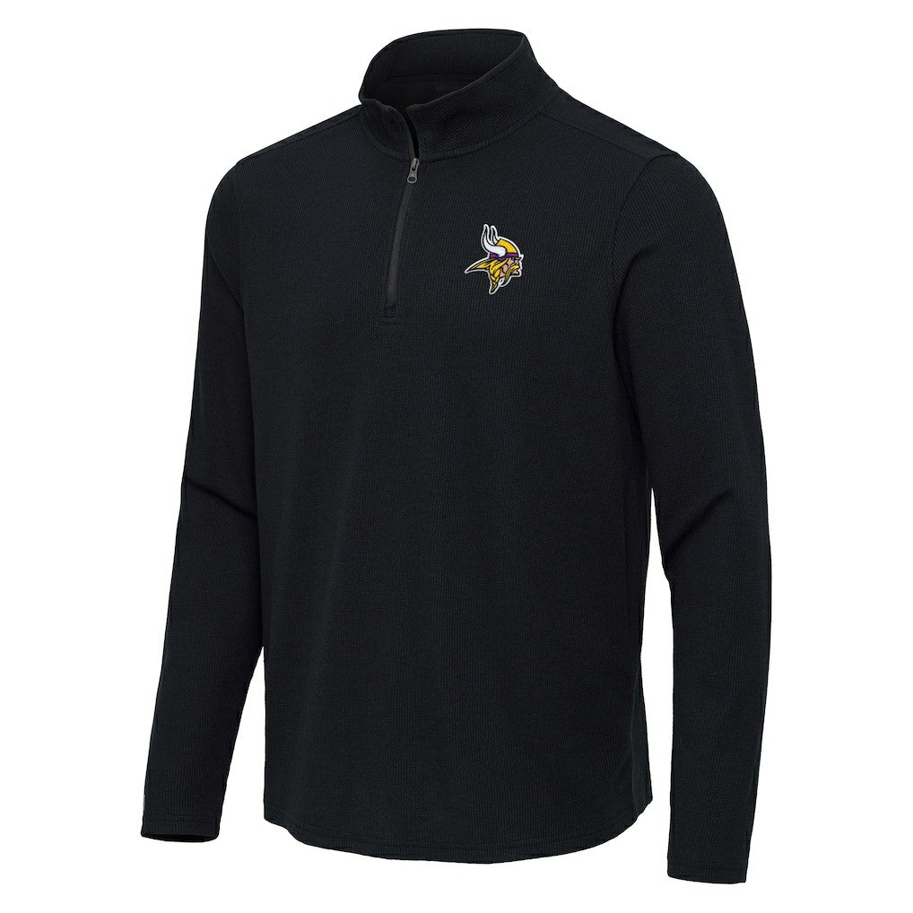 Minnesota Vikings Antigua Sync Tri-Blend Quarter-Zip Pullover Heather Black