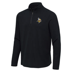 Minnesota Vikings Antigua Sync Tri-Blend Quarter-Zip Pullover Heather Black