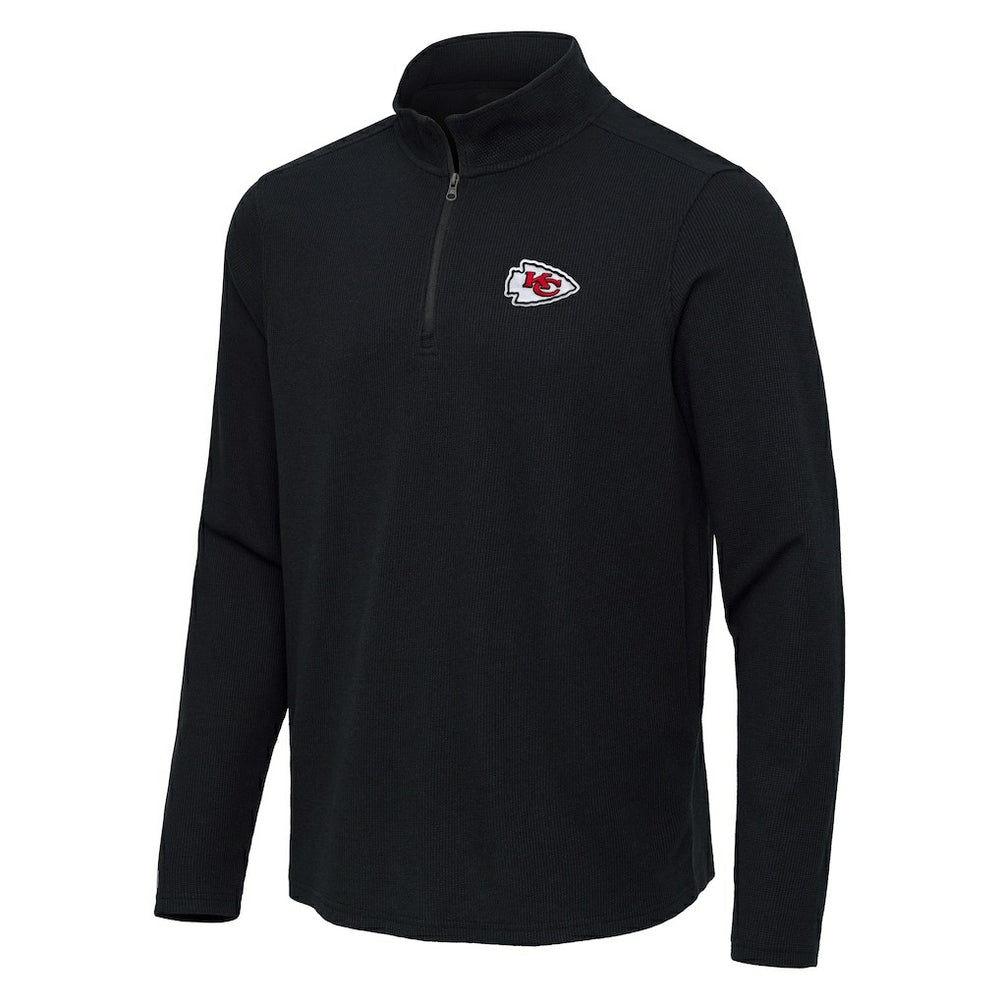 Kansas City Chiefs Antigua Sync Tri-Blend Quarter-Zip Pullover Heather Black