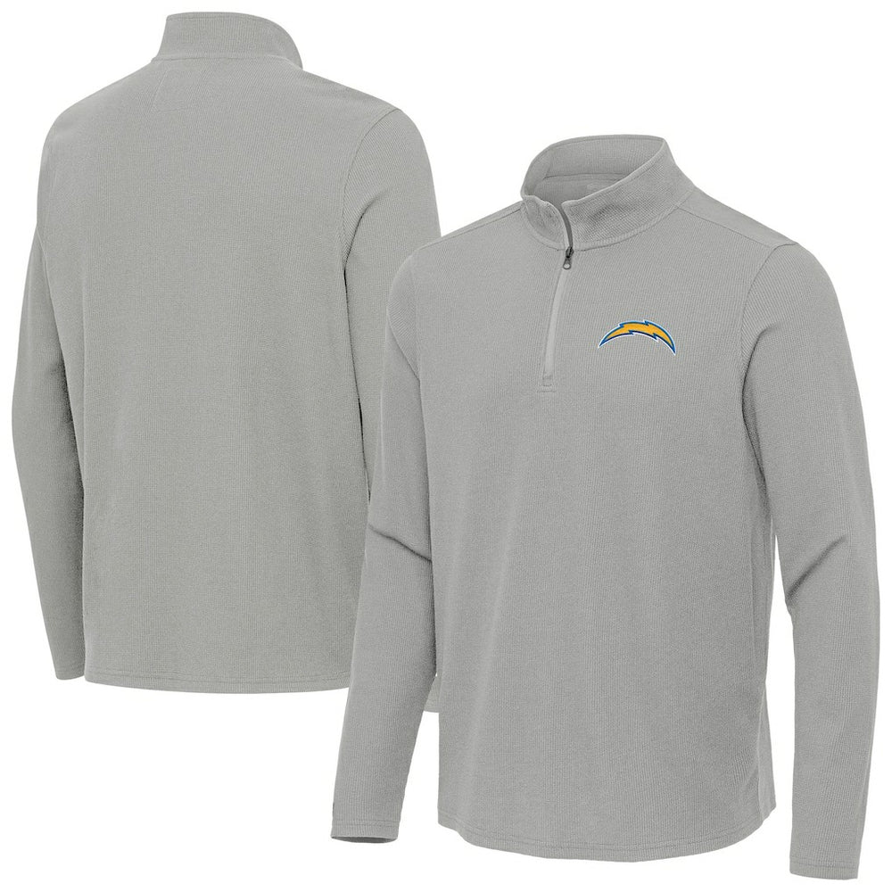 Los Angeles Chargers Antigua Sync Tri-Blend Quarter-Zip Pullover Heather Gray