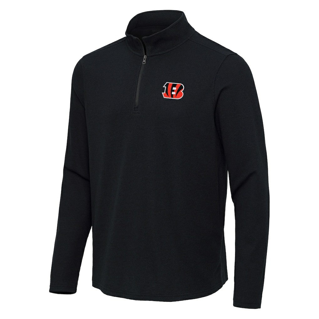 Cincinnati Bengals Antigua Sync Tri-Blend Quarter-Zip Pullover Heather Black